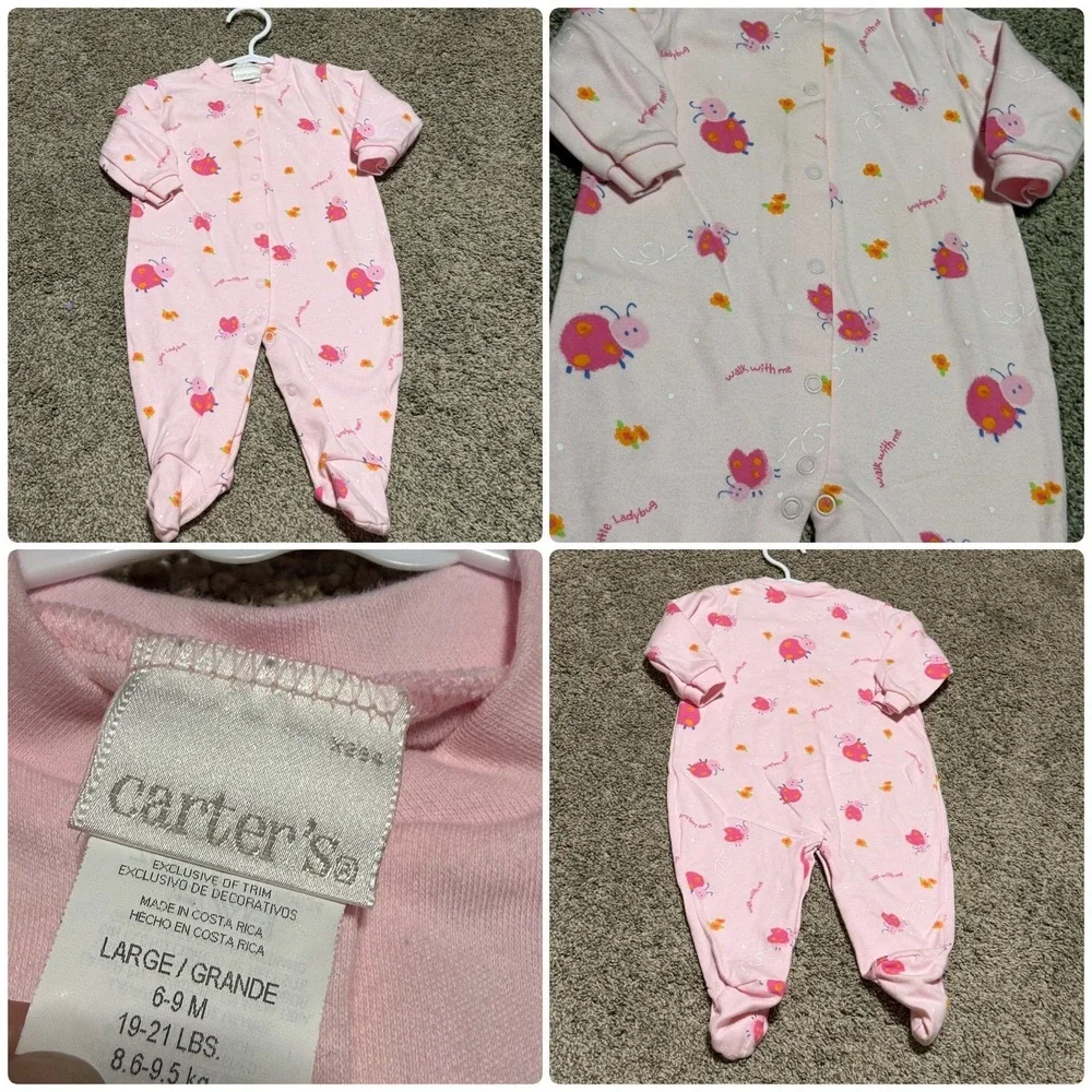 VTG Baby Girls Clothes Lot 6 Pieces 3-6M Carter's First Moments Dresses Romper